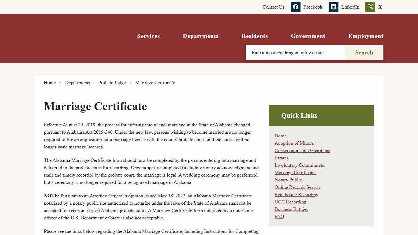 Marriage Certificate - Limestone Co