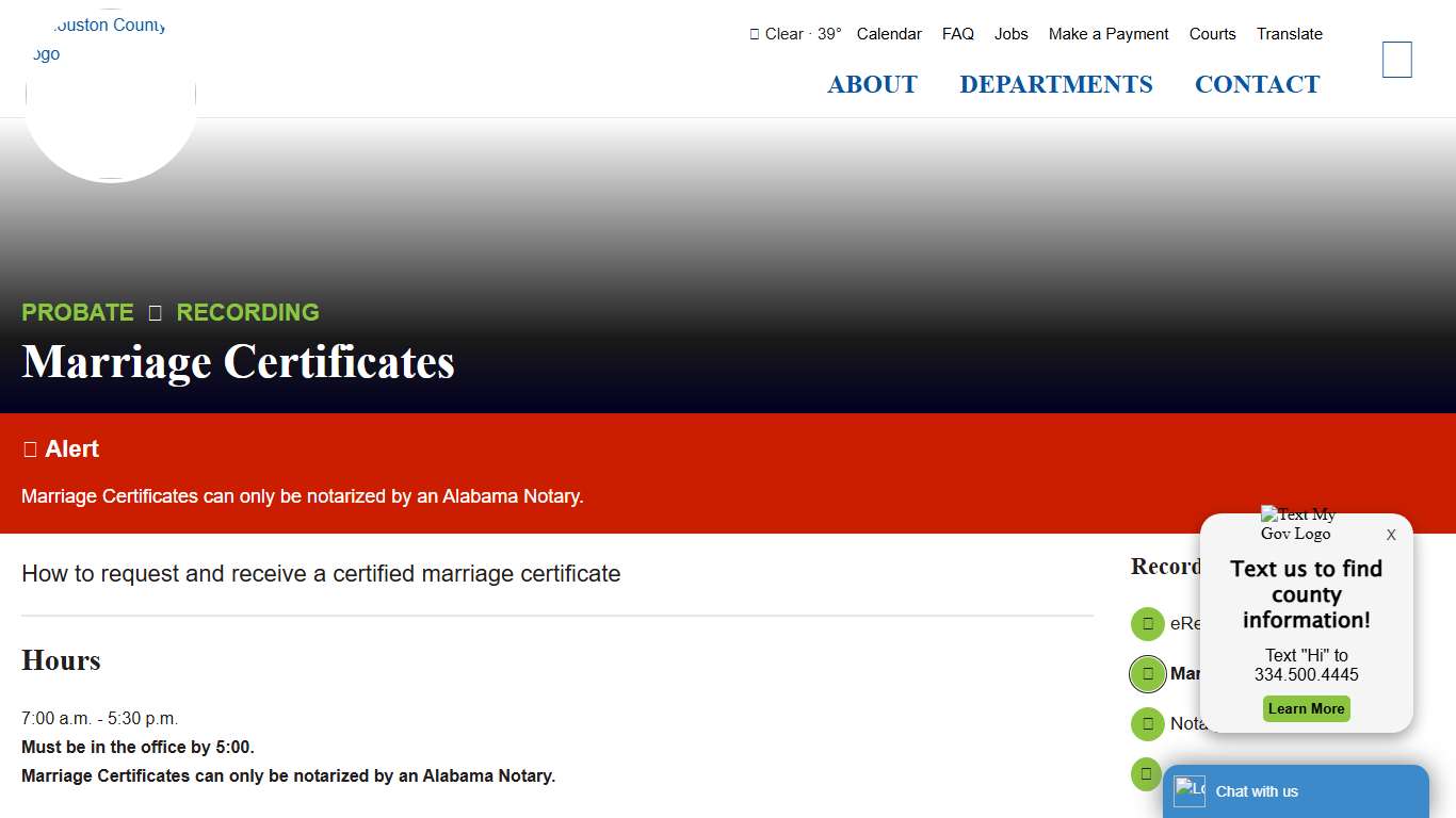 Marriage Certificates - County Government - Houston County, AL